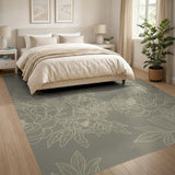 Vintage Peony Line Art Area Rug