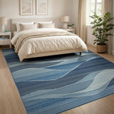 Geometric Modern Blue Wave Geometric Modern Area Rug