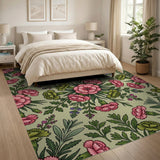 Pink Carnation Floral Vintage Area Rug
