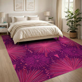 Vibrant Pink Firework Washable Area Rug