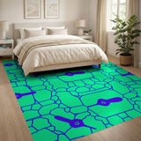 Teal Purple Wrench Geometric Area Rug