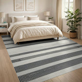 Bold Geometric Modern Bold Black White Striped Woven Area Rug