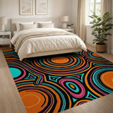 Vibrant Multi-Color Tribal Circle Area Rug