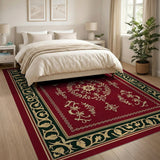 Elegant Red Gold Floral Medallion Rug