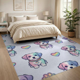Kids Cartoon Rainbow Puppy Kids Cartoon Area Rug