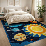 Kids Solar System Space Adventure Area Rug