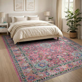 Blush Pink Traditional Persian Floral Area Rug