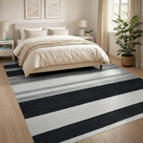 Bold Black White Striped No. 13 Area Rug