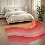 Multi-color and Patterns Wavy Sunset Abstract Area Rug