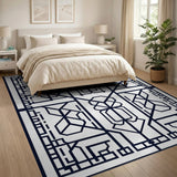 Geometric Lattice Black White Area Rug