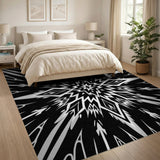 Black and White Black White Starburst Geometric Area Rug