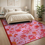 Pink Peony Floral Vintage Pink Area Rug