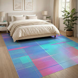 Vibrant Multi-Color Geometric Grid Rug