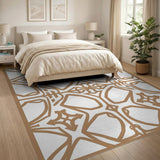 Tan Intricate Geometric Lattice Area Rug