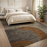 Abstract Orange Curve Area Rug