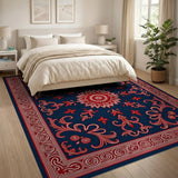 Traditional Persian Navy Blue Traditional Persian Floral Area Rug