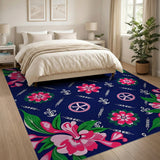 Navy Hibiscus Anchor Coastal Area Rug