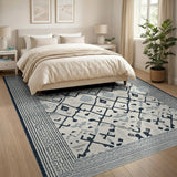 Navy Geometric Tribal Trellis Area Rug