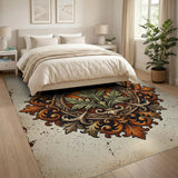 Vintage Orange Filigree Leaf Area Rug
