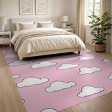Cute Cartoon Clouds on Pink Area Rug