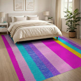 Multi-color and Patterns Vibrant Vertical Stripe Multi-Color Area Rug