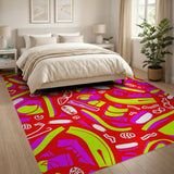Vibrant Neon Fruit Collage Area Rug