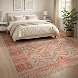 Geometric Orange Southwestern Geometric Area Rug