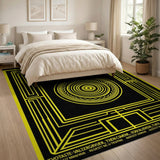 Bold Yellow Mandala Geometric Area Rug