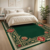Ornate Emerald Green Persian Border Rug