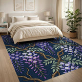 Purple Wisteria Cascading Floral Area Rug
