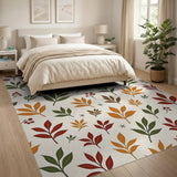 Autumn Leaves Berries Pattern Area Rug