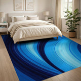 Fluid Blue Waves Abstract Blue and Teal Area Rug