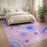 Whimsical Pink Eyes Stars Kids Area Rug