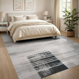 Distressed Black White Abstract Area Rug