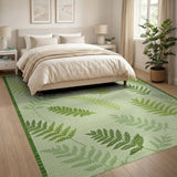 Green Lush Fern Leaf Green Area Rug