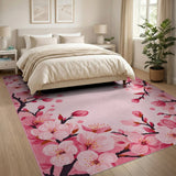 Pink Blush Pink Cherry Blossom Area Rug