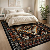 Bold Black and Terracotta Southwestern Geometric Rug
