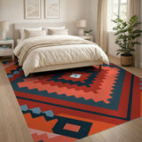 Orange Diamond Southwestern Geometric Area Rug