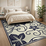 Vintage Black Floral Vine Area Rug