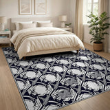 Interlocking Geometric Black White Area Rug
