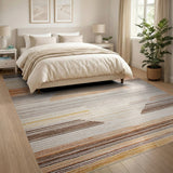 Striped Geometric Sun Area Rug in Earth Tones