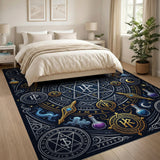 ODIKA Washable Mystical Alchemist Rune Rug - Low Pile Non-Slip Magic Celestial Decor