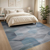 Modern Geometric Blue Teal Area Rug