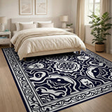 Elegant Black White Traditional Persian Area Rug