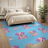 Pink Puppy Rainbow Kids Cartoon Rug