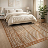 Tan Grid Woven Area Rug