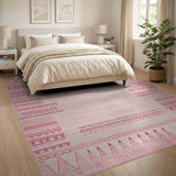 Pink Heritage Tribal Geometric Heritage Tribal Area Rug