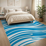 Coastal Beach Blue Wave Abstract Area Rug