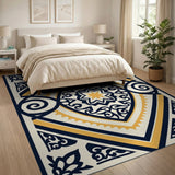 Navy and Gold Persian Medallion Area Rug