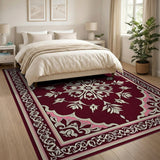 Ornate Maroon Persian Floral Area Rug